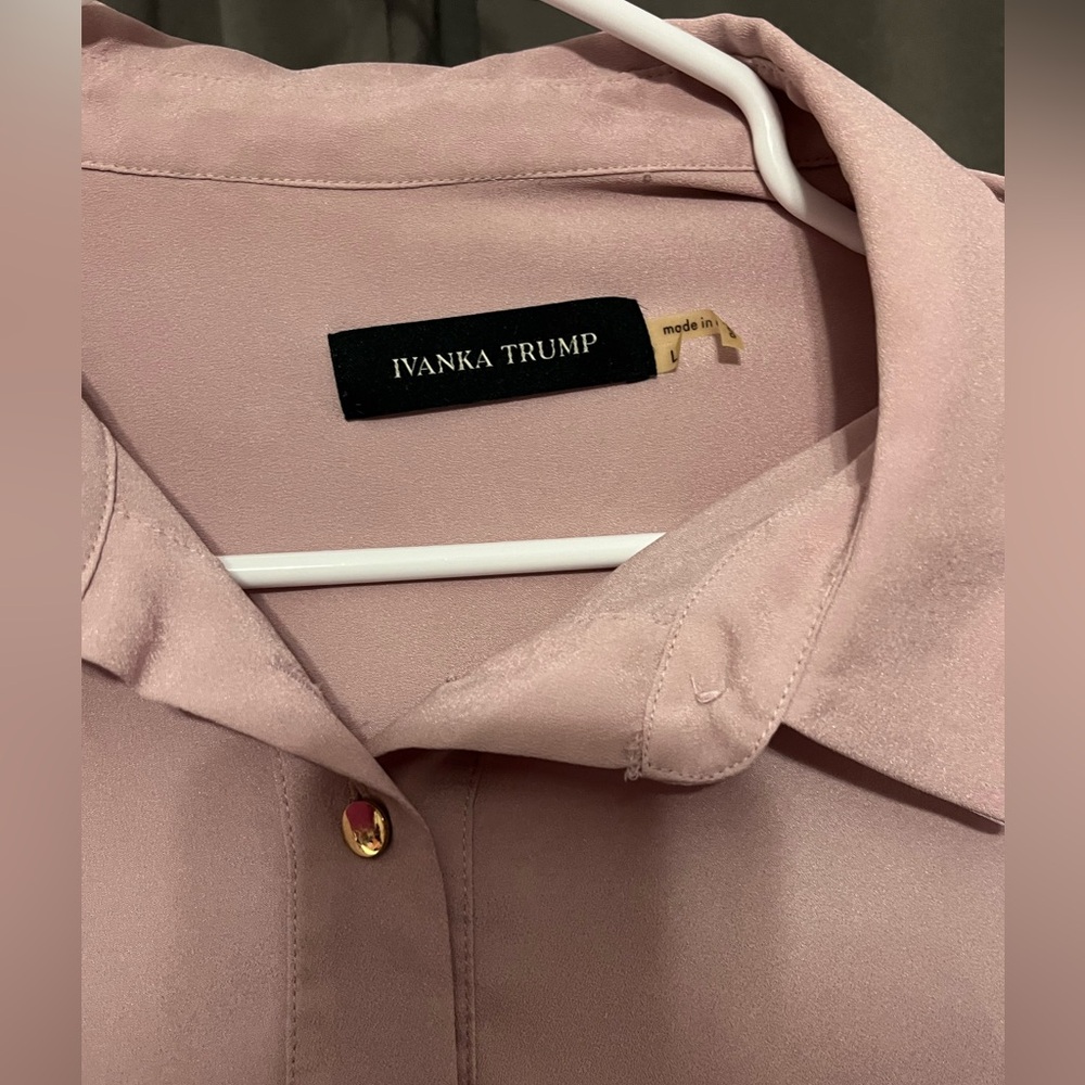 Blush pink button up blouse with gold buttons!